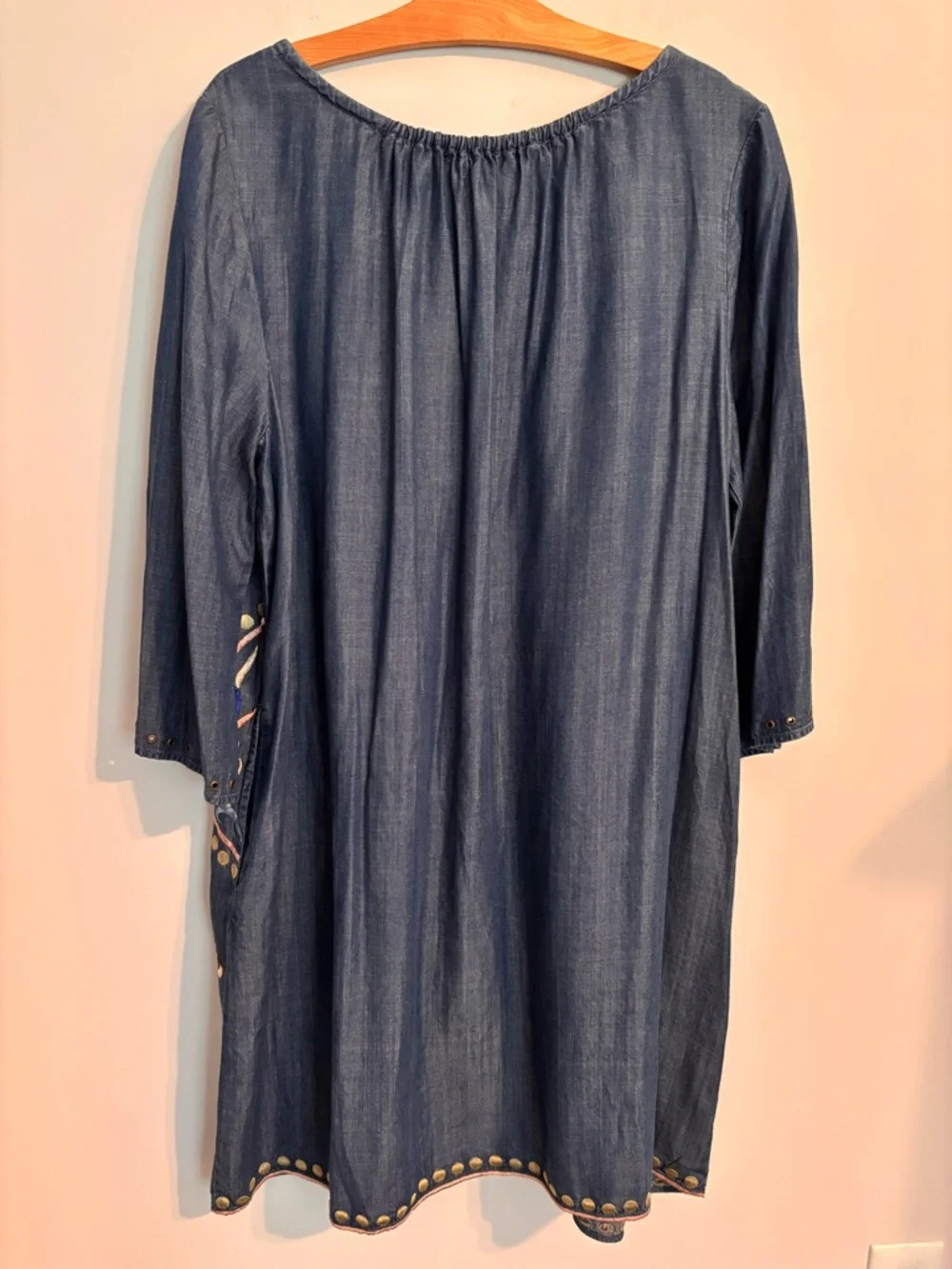 NWT Chelsea & Theodore Blue Boho Embroidered & Applique Dress - Picture 2 of 11